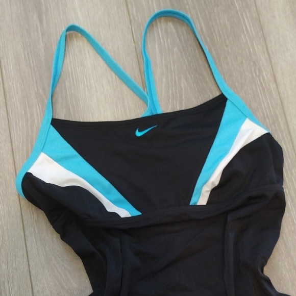 Nike Black and Teal Swimsuit - Picture 1 of 10